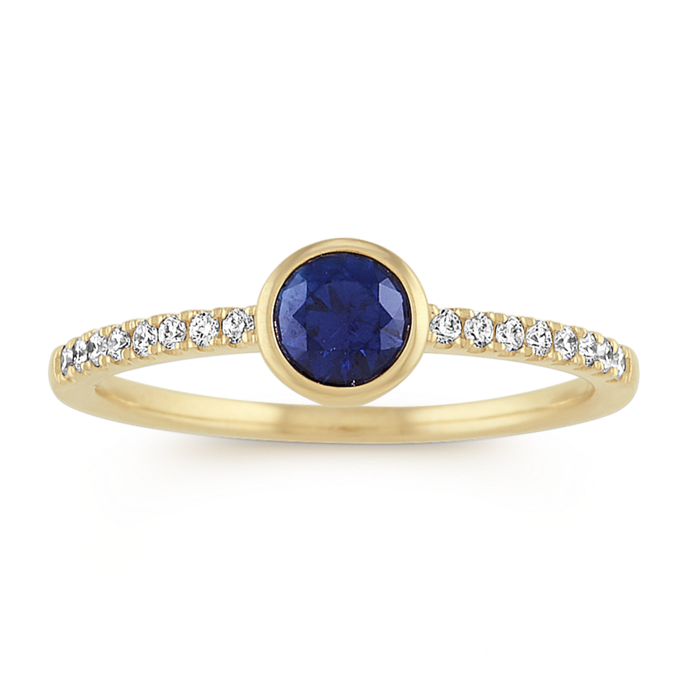 Traditional Blue Sapphire and Diamond Ring