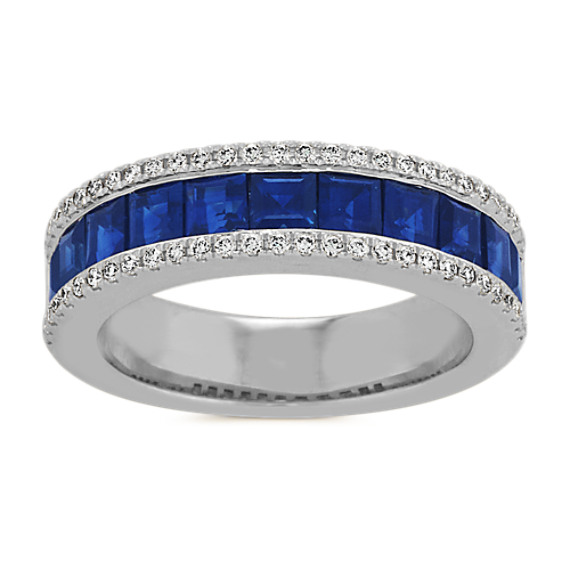 Traditional Blue Sapphire and Diamond Ring