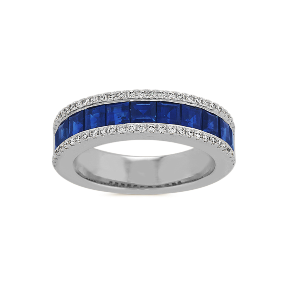 Traditional Blue Sapphire and Diamond Ring