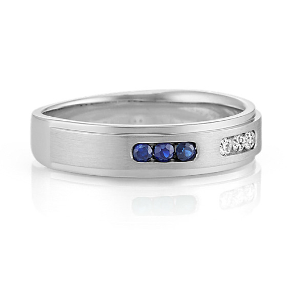 Traditional Blue Sapphire And Diamond Wedding Band 5mm Shane Co   Traditional Blue Sapphire And Diamond Wedding Band 5mm 41078298 A3 