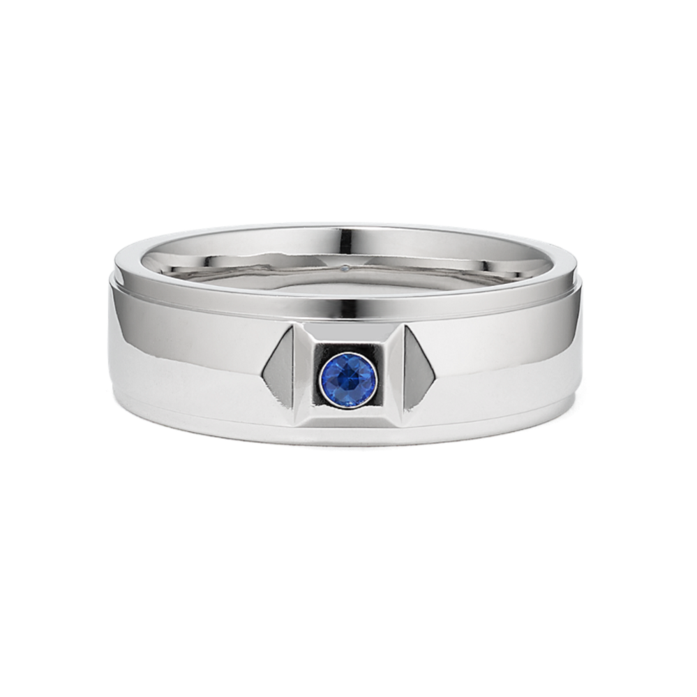 Knife Edge 14K White Gold & Sapphire Band (6mm)