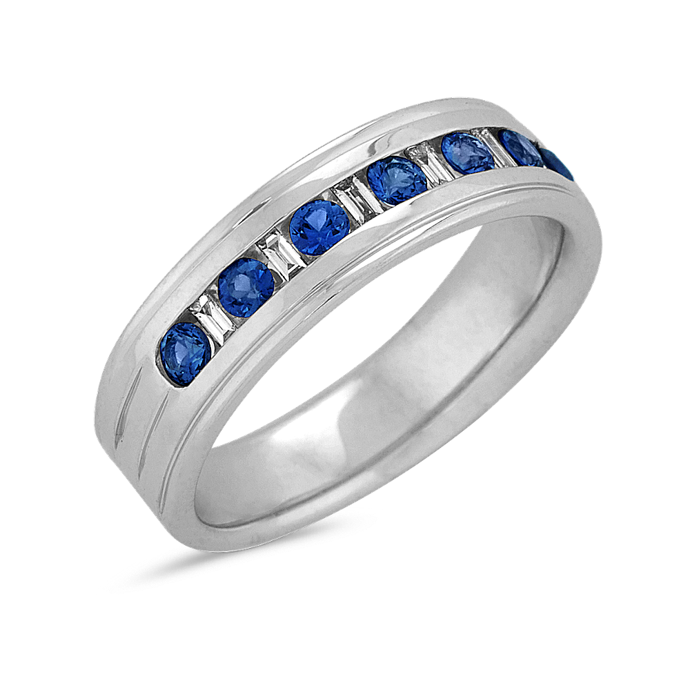 Traditional Sapphire and Diamond Mens Ring (6mm) | Shane Co.