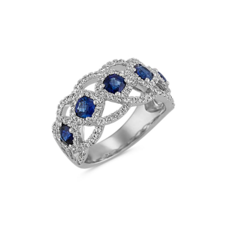 Traditional Natural Sapphire and Natural Diamond Ring