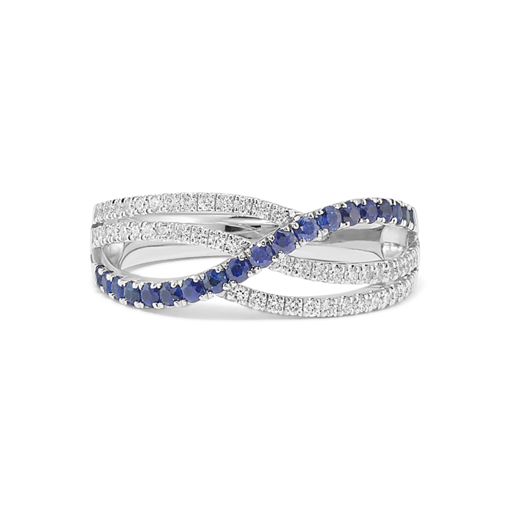 Traditional Sapphire and Diamond Swirl Ring