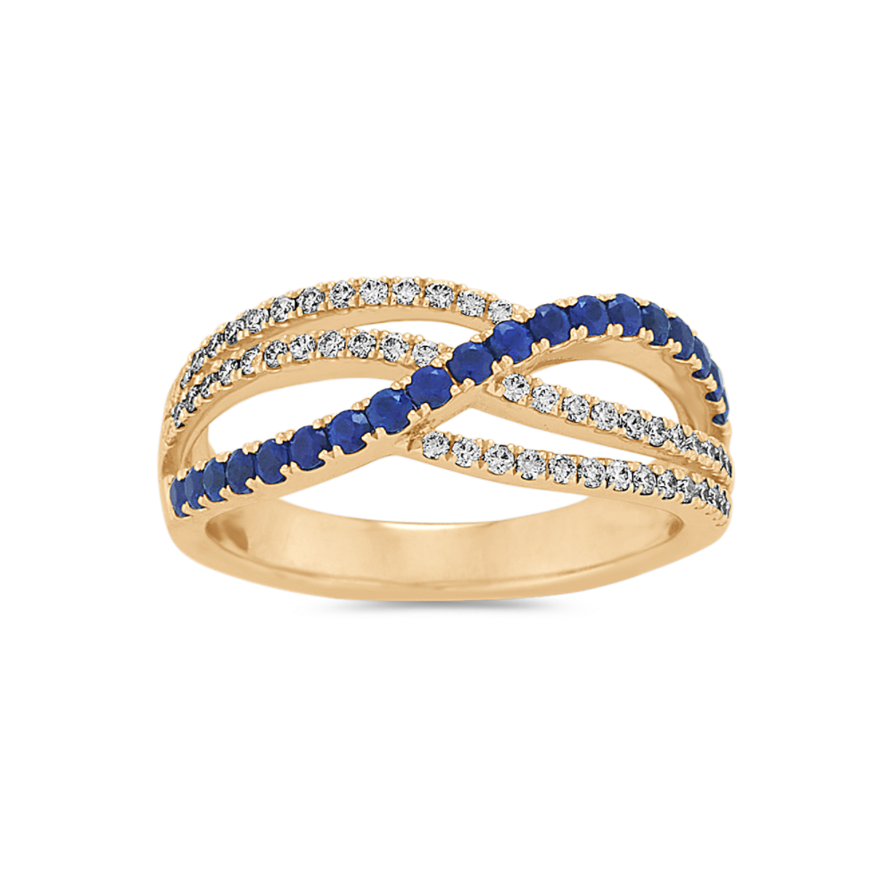 Tempest Traditional Natural Sapphire and Natural Diamond Swirl Ring