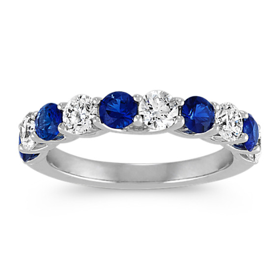 blue sapphire and diamond band ring