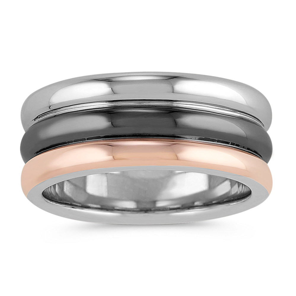 Tri-Tone Sterling Silver Ring