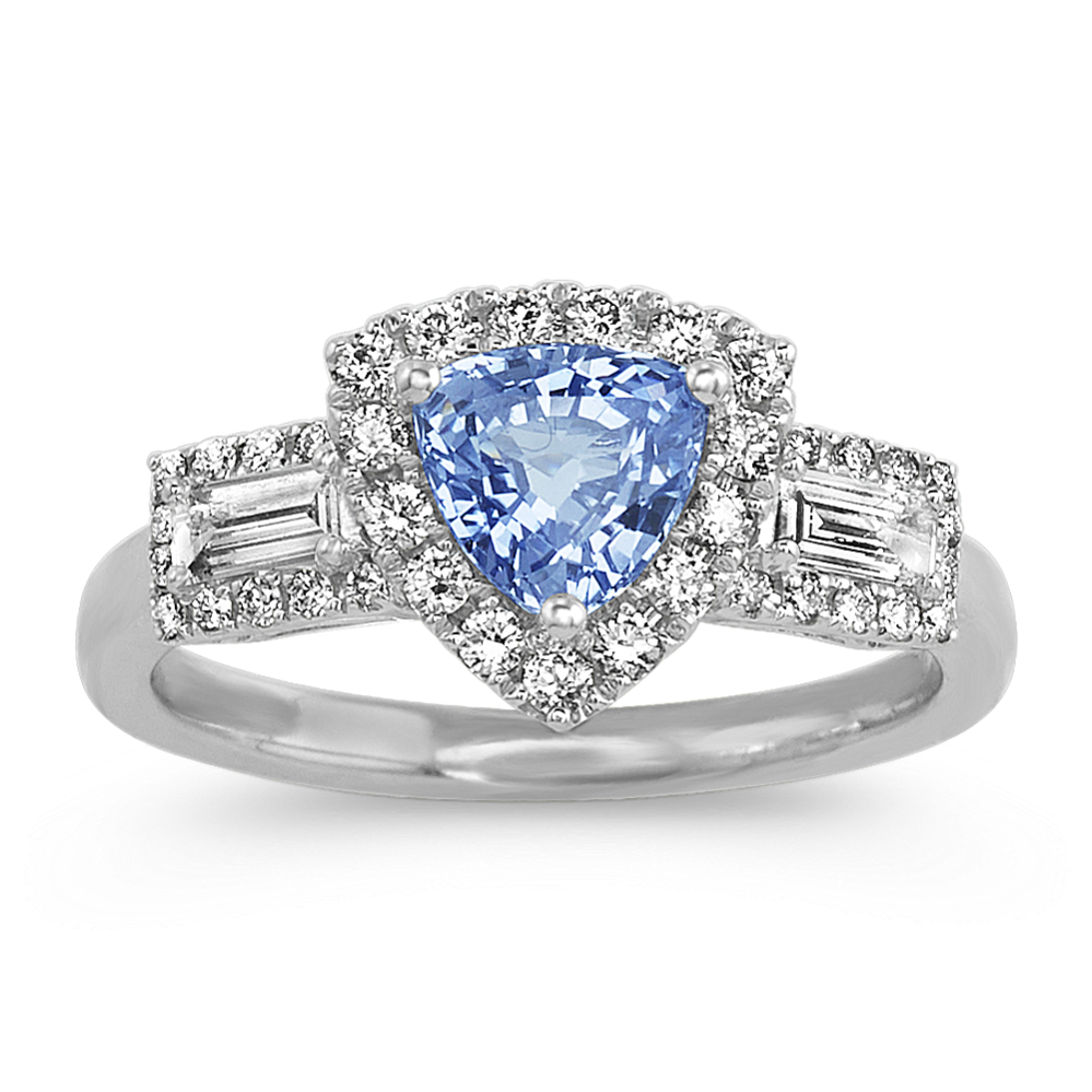 Trillion Ice Blue Sapphire and Diamond Ring