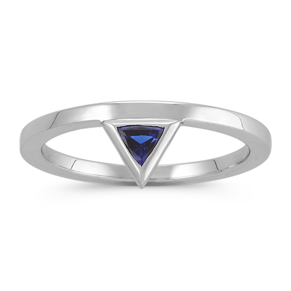Trillion Sapphire Geometric Ring in Sterling Silver