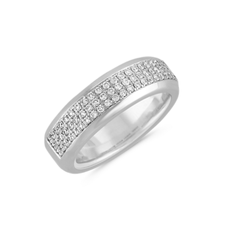 Montreux Triple Row Natural Diamond Ring in 14K White Gold (6.5mm)