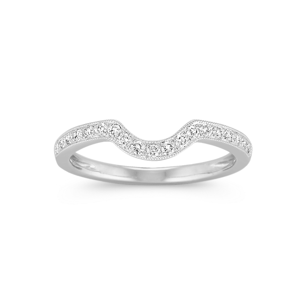 Tuscany Vintage Natural Diamond Contour Wedding Band with Pave Setting