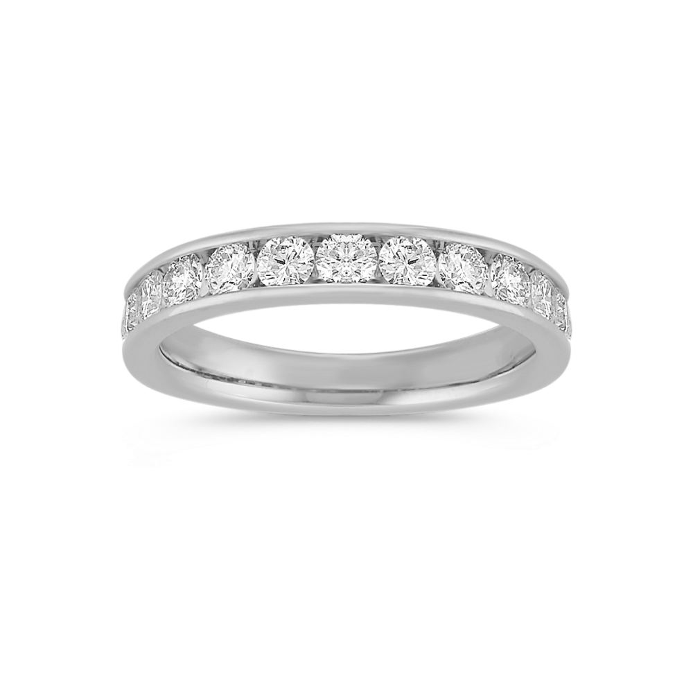 Twelve-Stone Round Natural Diamond Channel-Set Wedding Band in 14k White Gold