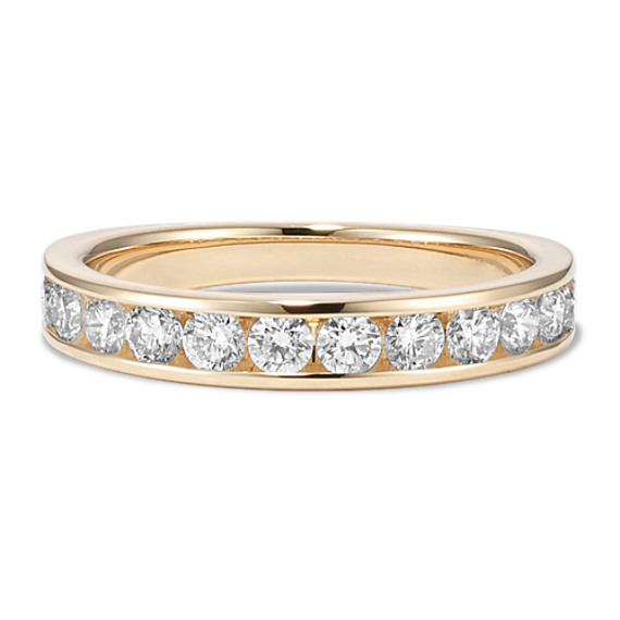 Twelve-Stone Round Diamond Wedding Band in Yellow Gold with Channel-Setting