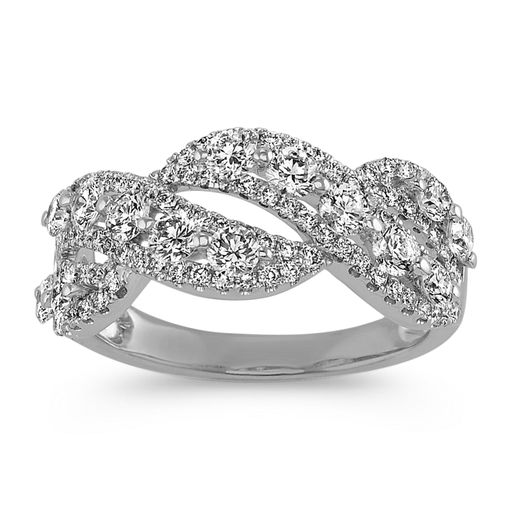 Twist Diamond Ring in 14k White Gold