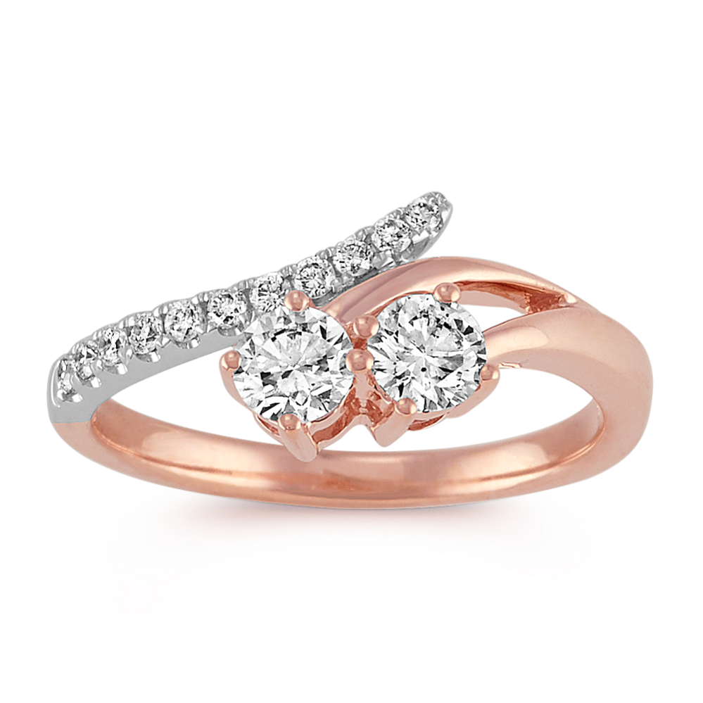 Two-Stone Diamond 14k White and Rose Gold Ring
