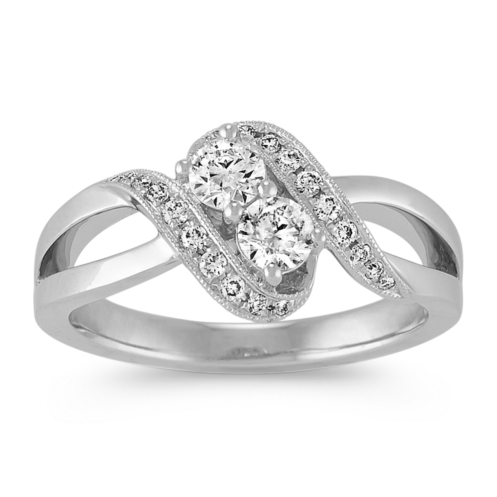 Two-Stone Diamond Ring in 14k White Gold
