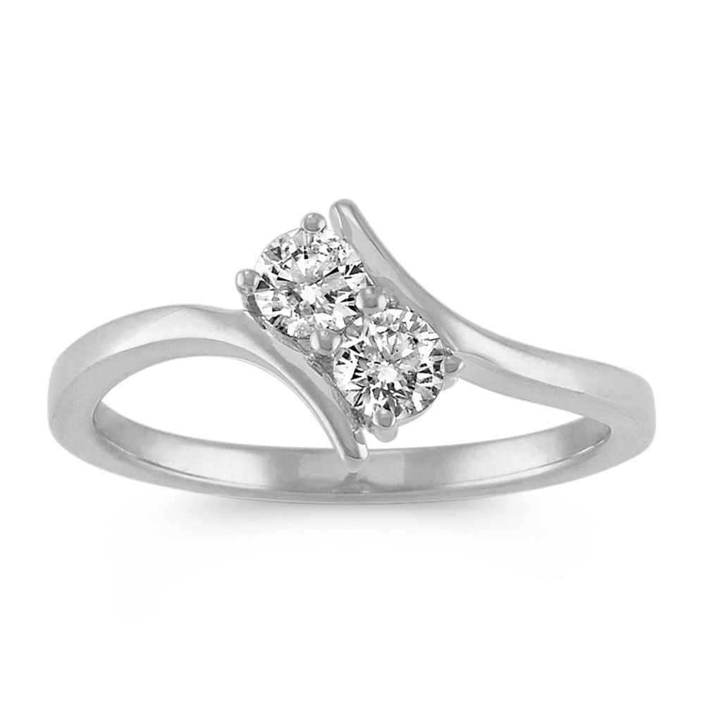 Two-Stone Diamond Ring in 14k White Gold