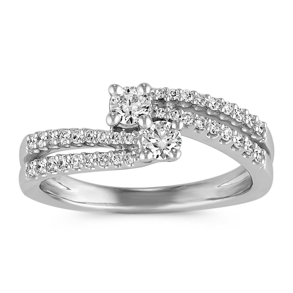 Two-Stone Round Diamond Split Shank Ring