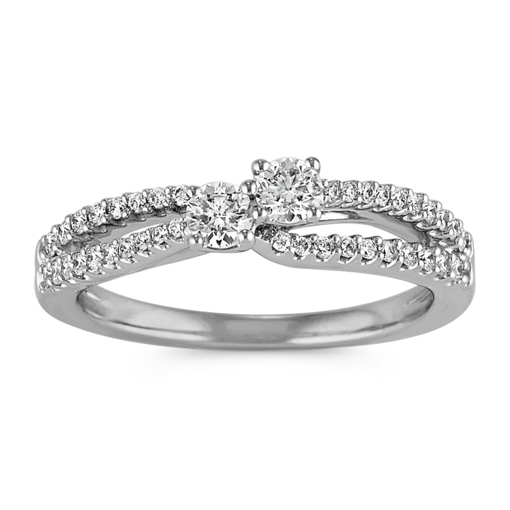 Two-Stone Round Diamond Split Shank Ring