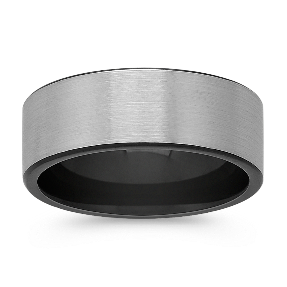 Two-Tone Cobalt Comfort Fit Ring with Satin Finish (8mm)