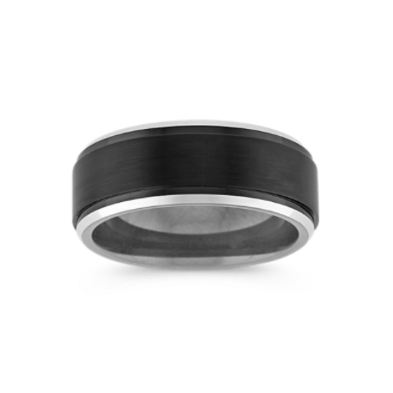 Two-Tone Cobalt Comfort Fit Ring with Satin Finish (9mm)