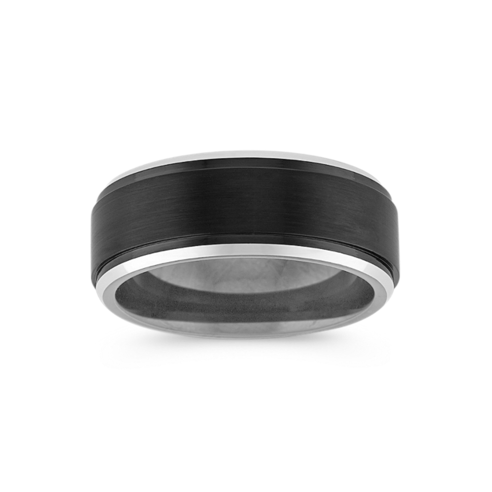 Two-Tone Cobalt Comfort Fit Ring with Satin Finish (9mm)