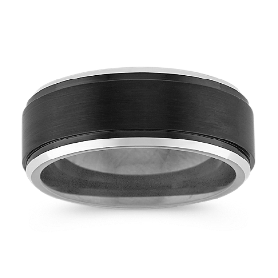 Two-Tone Cobalt Comfort Fit Ring with Satin Finish (9mm)