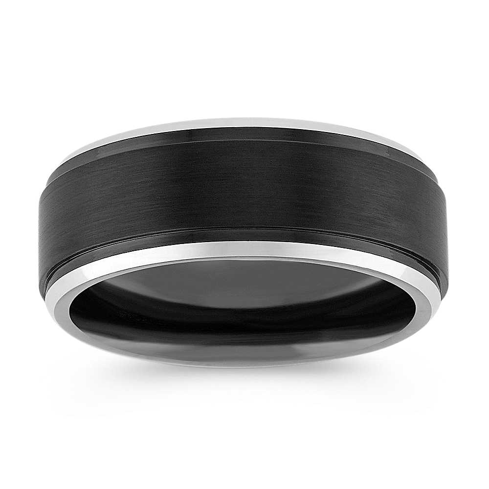 Two-Tone Cobalt Comfort Fit Ring with Satin Finish (9mm)