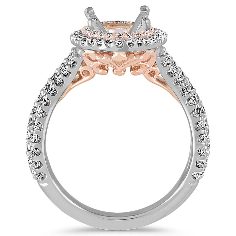 Two-Tone Gold Halo Diamond Engagement Ring | Shane Co.