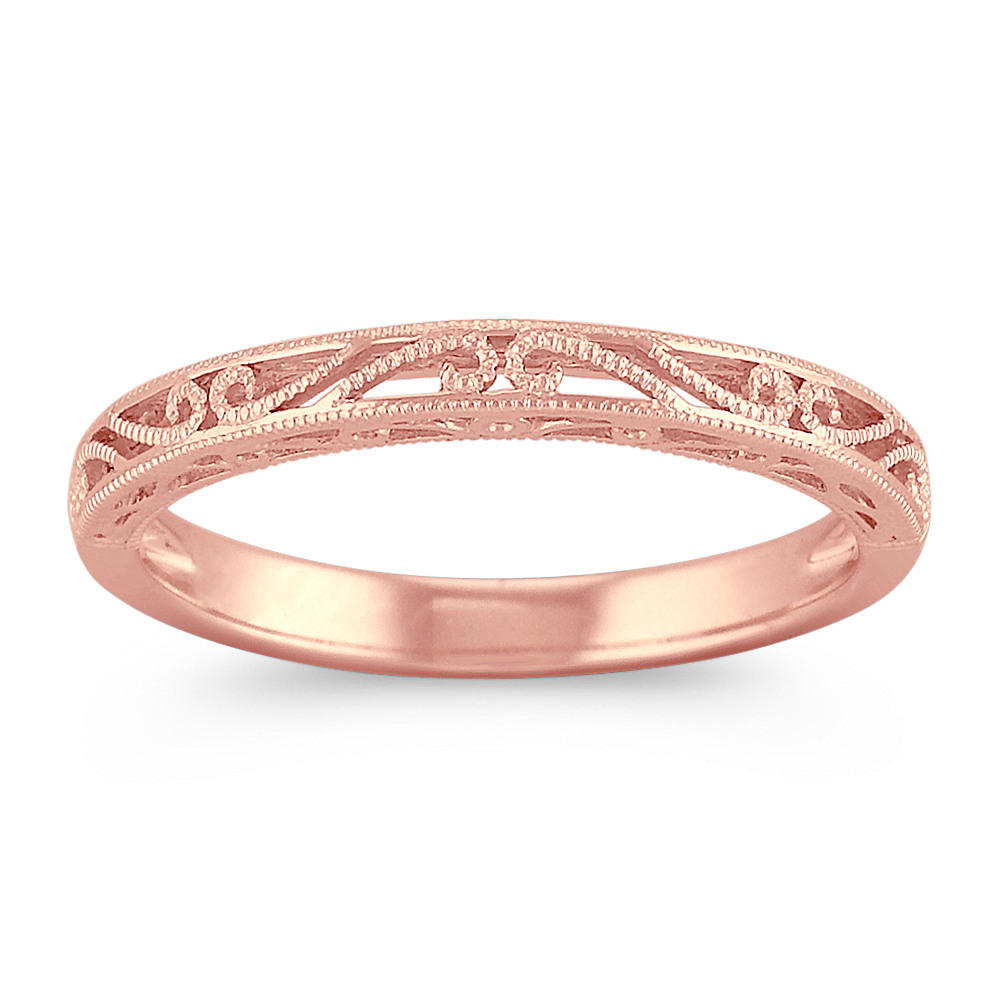 Vintage 14k Rose Gold Wedding Band Shane Co