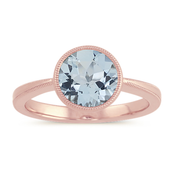 Vintage Aquamarine Ring In 14k Rose Gold Shane Co