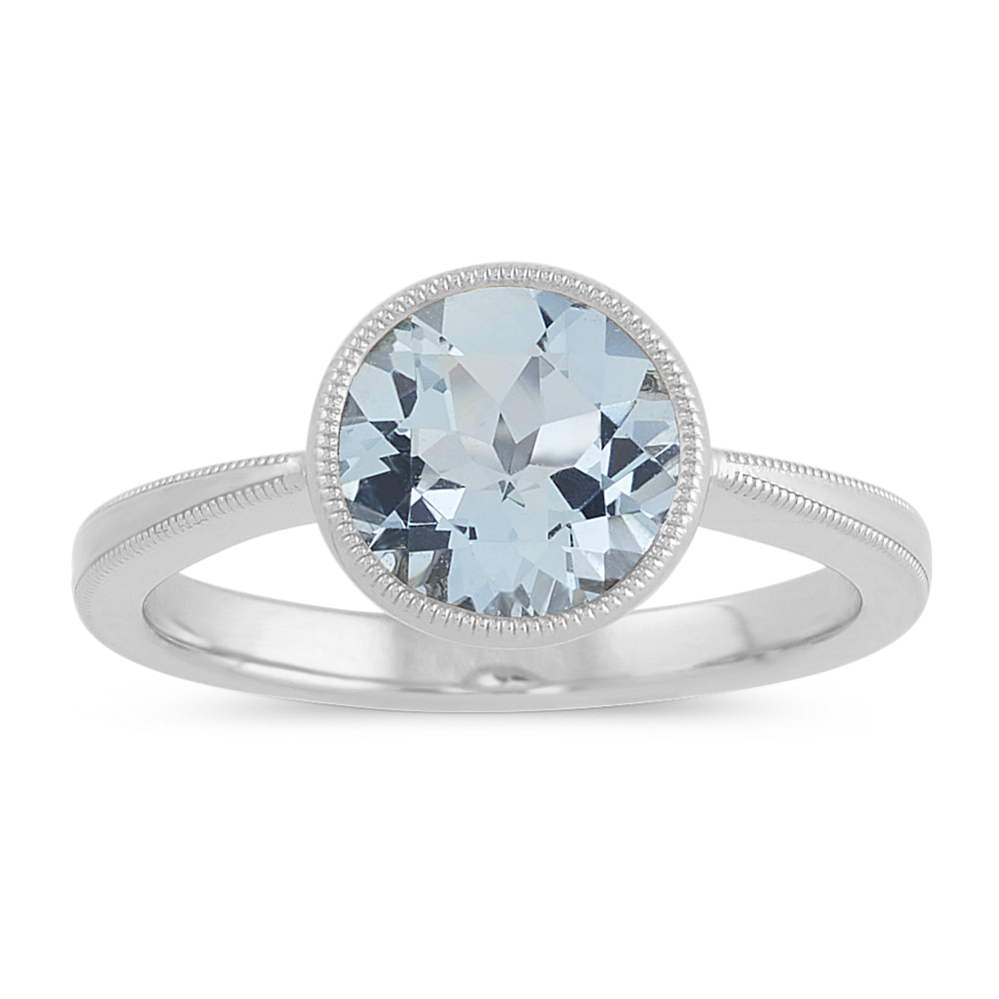 Vintage Aquamarine Ring in 14k White Gold