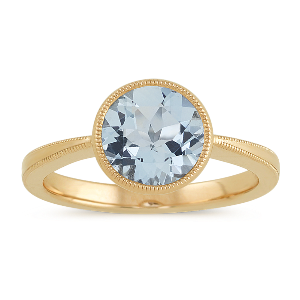 Vintage Aquamarine Ring in 14k Yellow Gold