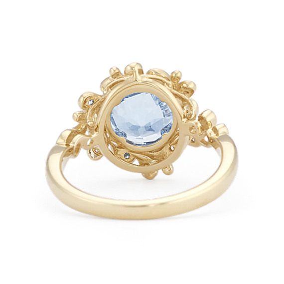 Vintage Aquamarine and Diamond Ring in 14k Yellow Gold | Shane Co.