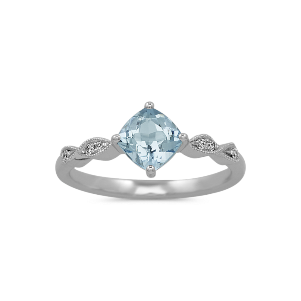 Aquamarine & Diamond Twist Ring