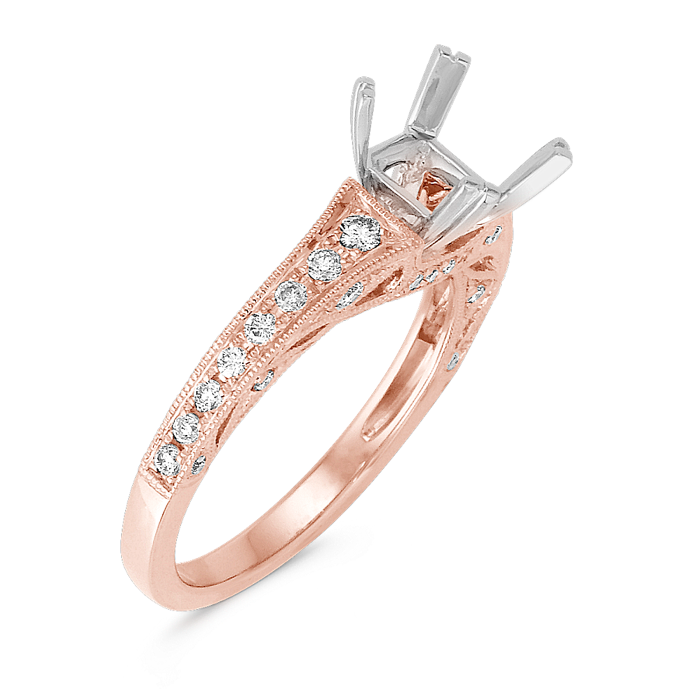 Vintage Cathedral Diamond Engagement Ring in 14k Rose Gold | Shane Co.