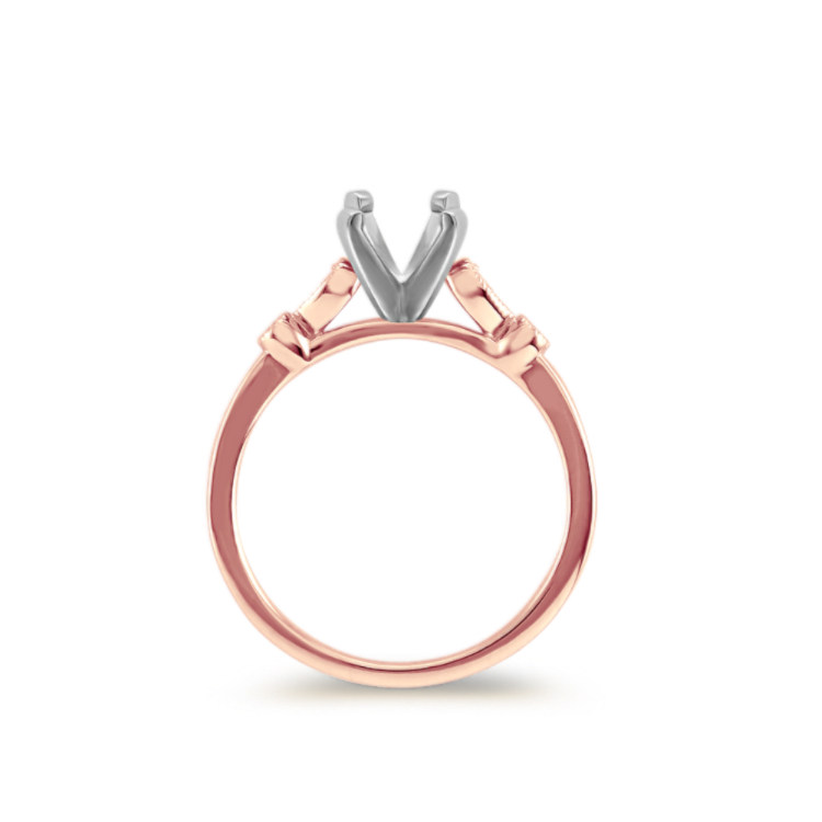 Vintage Cathedral Engagement Ring in 14k Rose Gold
