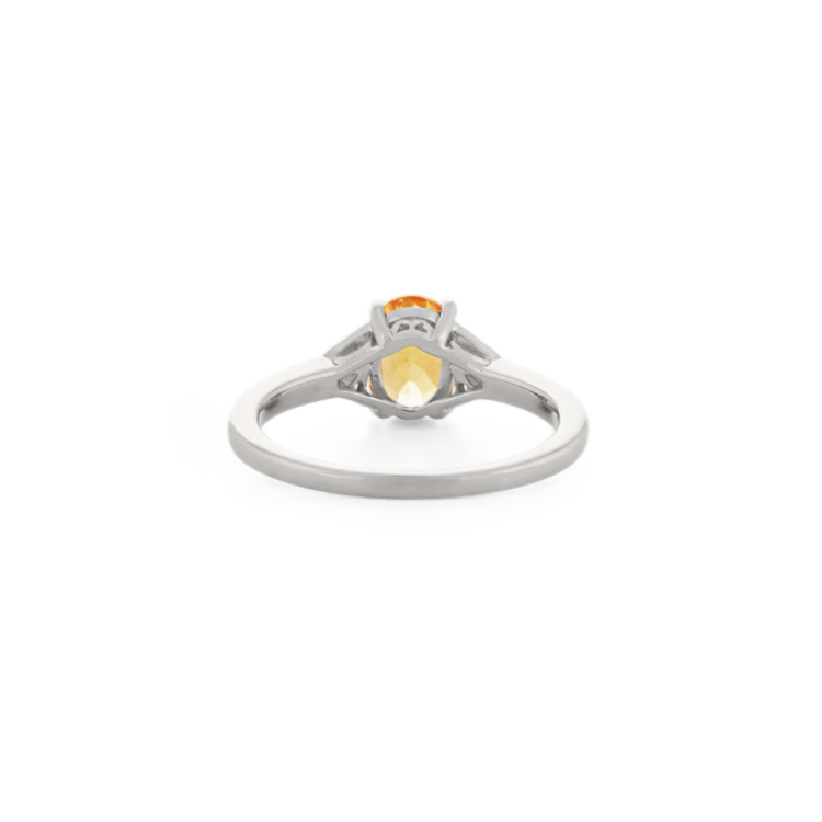 Vintage Natural Citrine and Natural Diamond Ring in Sterling Silver