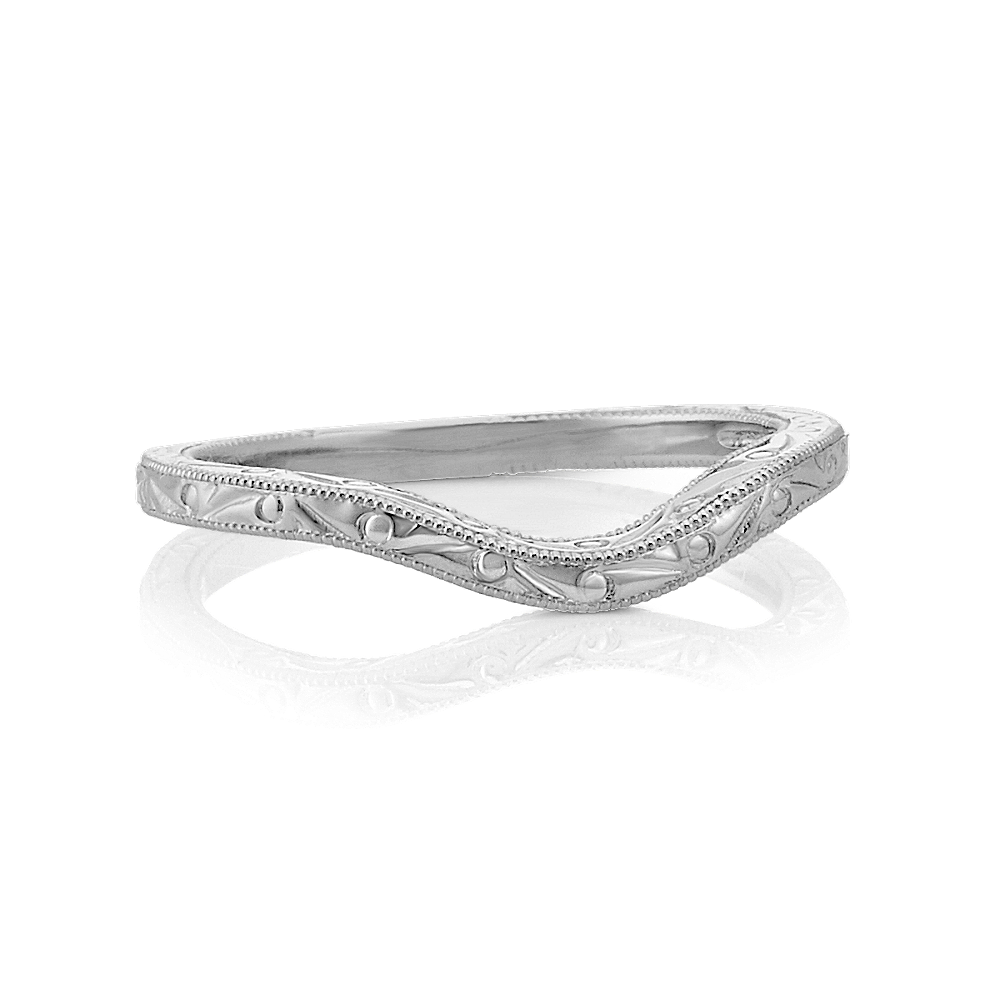 Vintage Contour Wedding Band in 14k White Gold Shane Co. Vintage Contour Wedding Band in 14k White Gold Shane Co.
