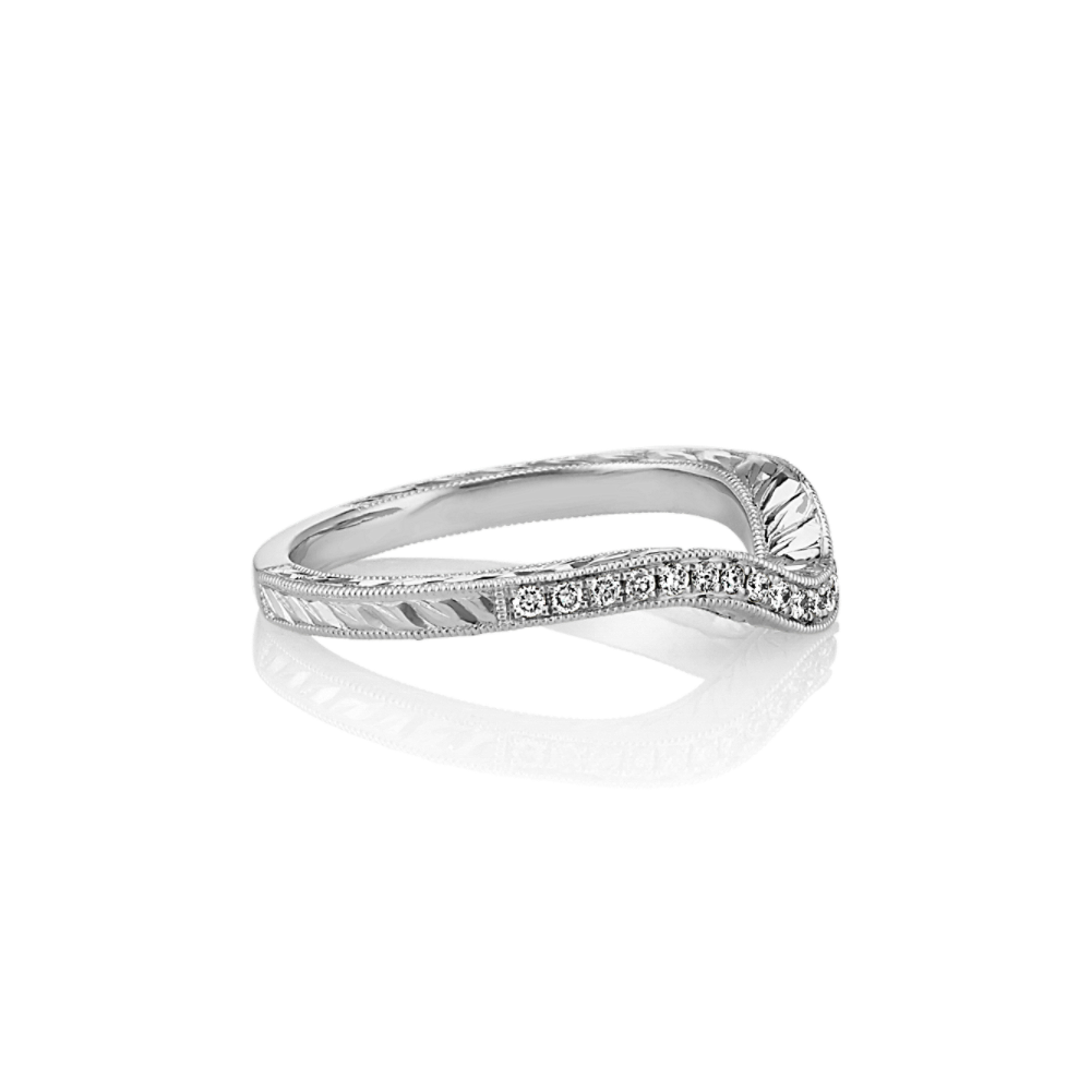 Vintage Contour Wedding Band in 14k White Gold Shane Co.