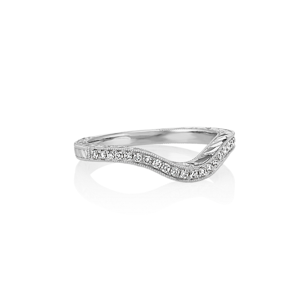 Vintage Contour Wedding Band in 14k White Gold Shane Co.