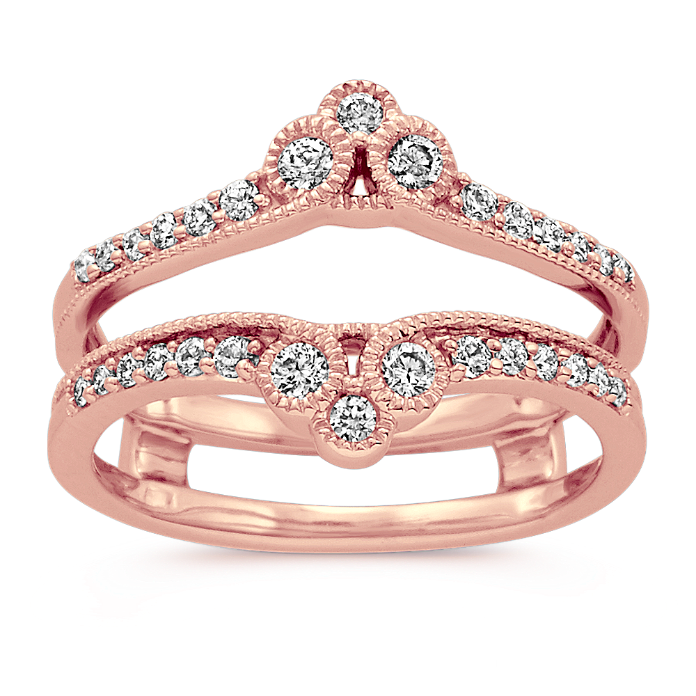 Vintage Diamond Engagement Ring Guard in 14k Rose Gold