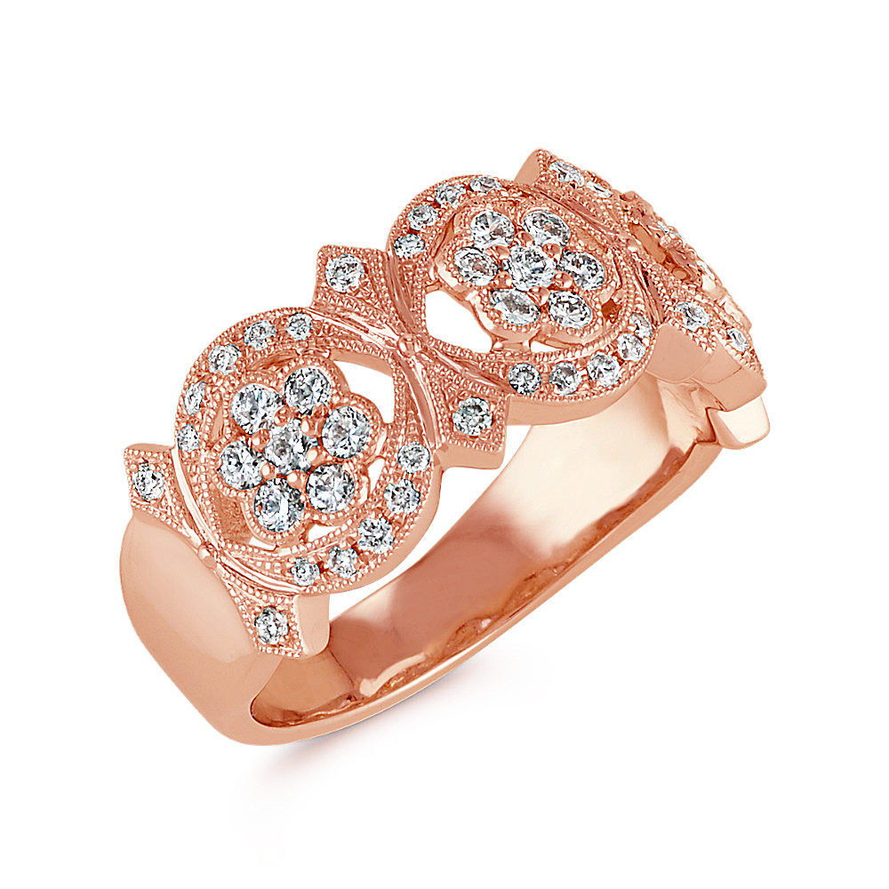 Vintage Diamond Floral Ring in 14k Rose Gold | Shane Co.