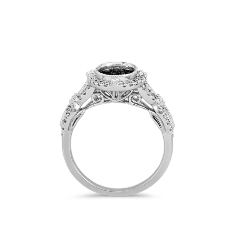 Vintage Natural Diamond Halo Engagement Ring in Platinum