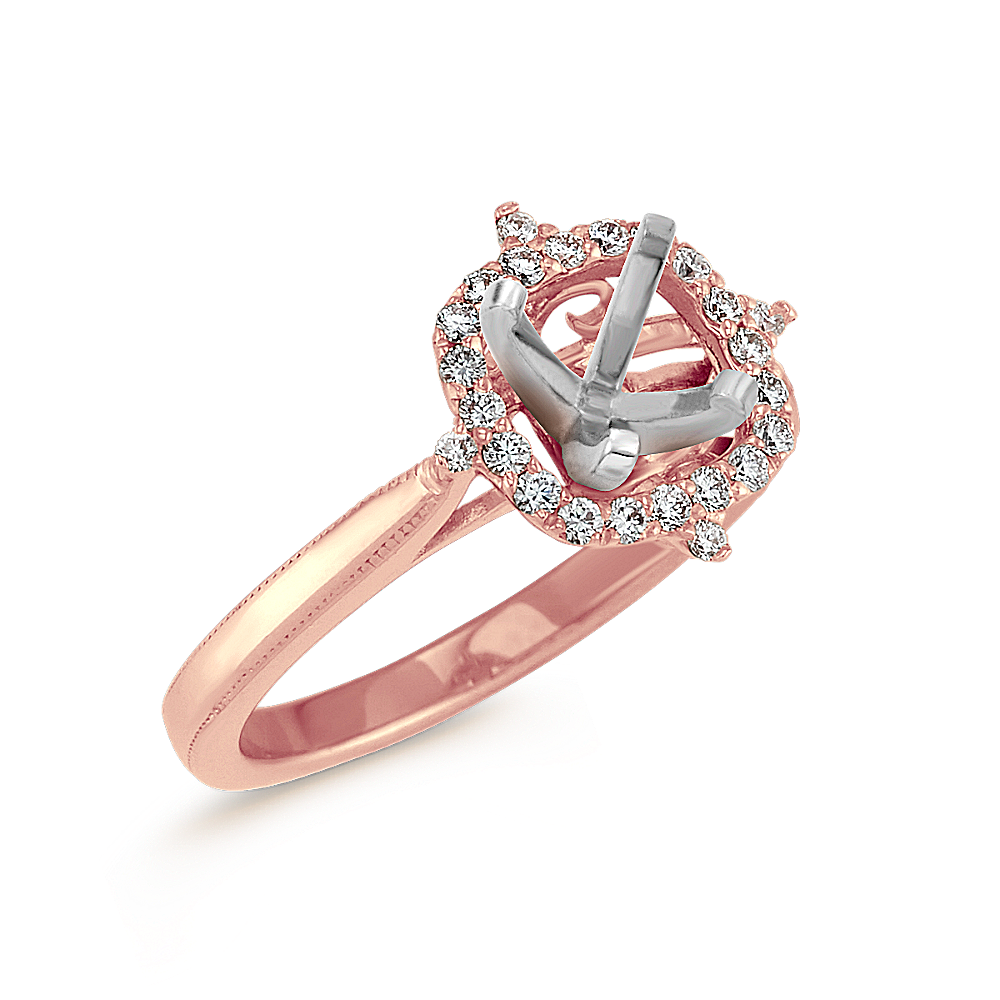 Vintage Diamond Halo Ring in 14k Rose Gold | Shane Co.