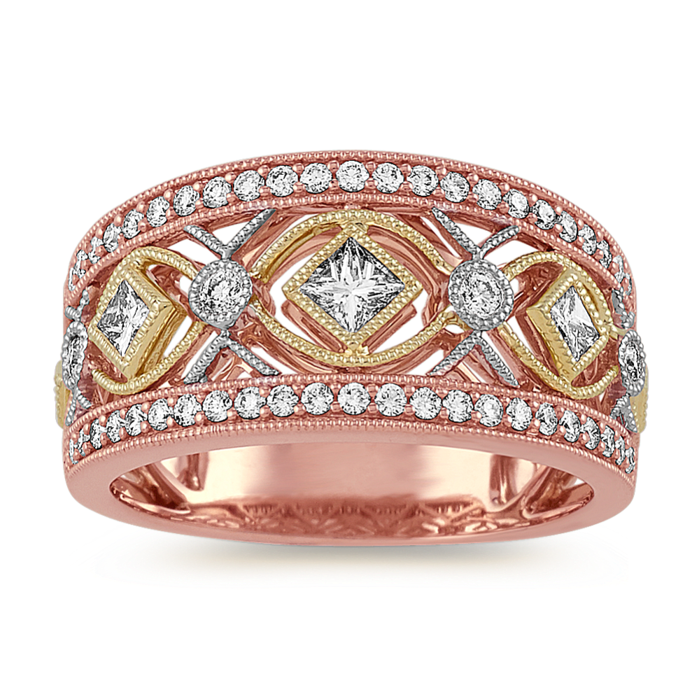 Vintage Diamond Ring in Tri-Tone 14k Gold