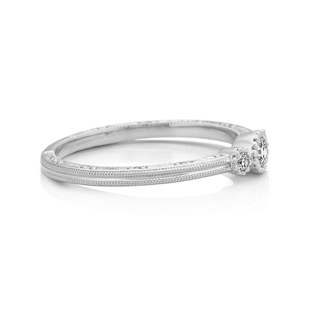 Vintage Diamond Stackable Three-Stone Ring in White Gold | Shane Co.