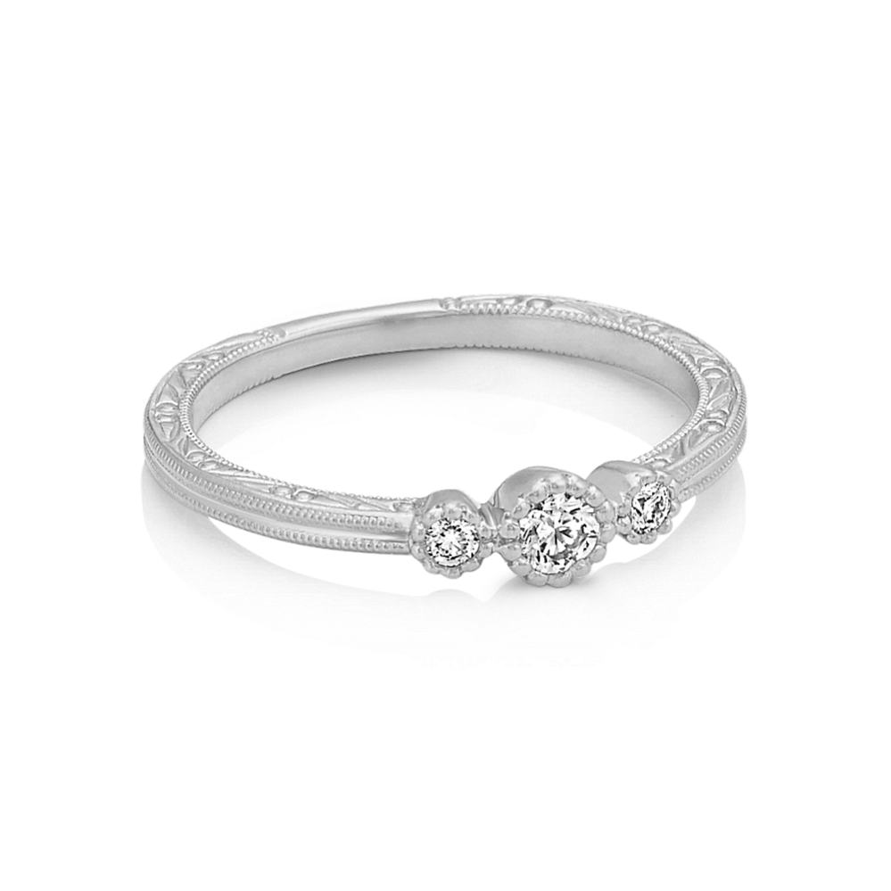 Vintage Diamond Stackable Three-Stone Ring in White Gold | Shane Co.