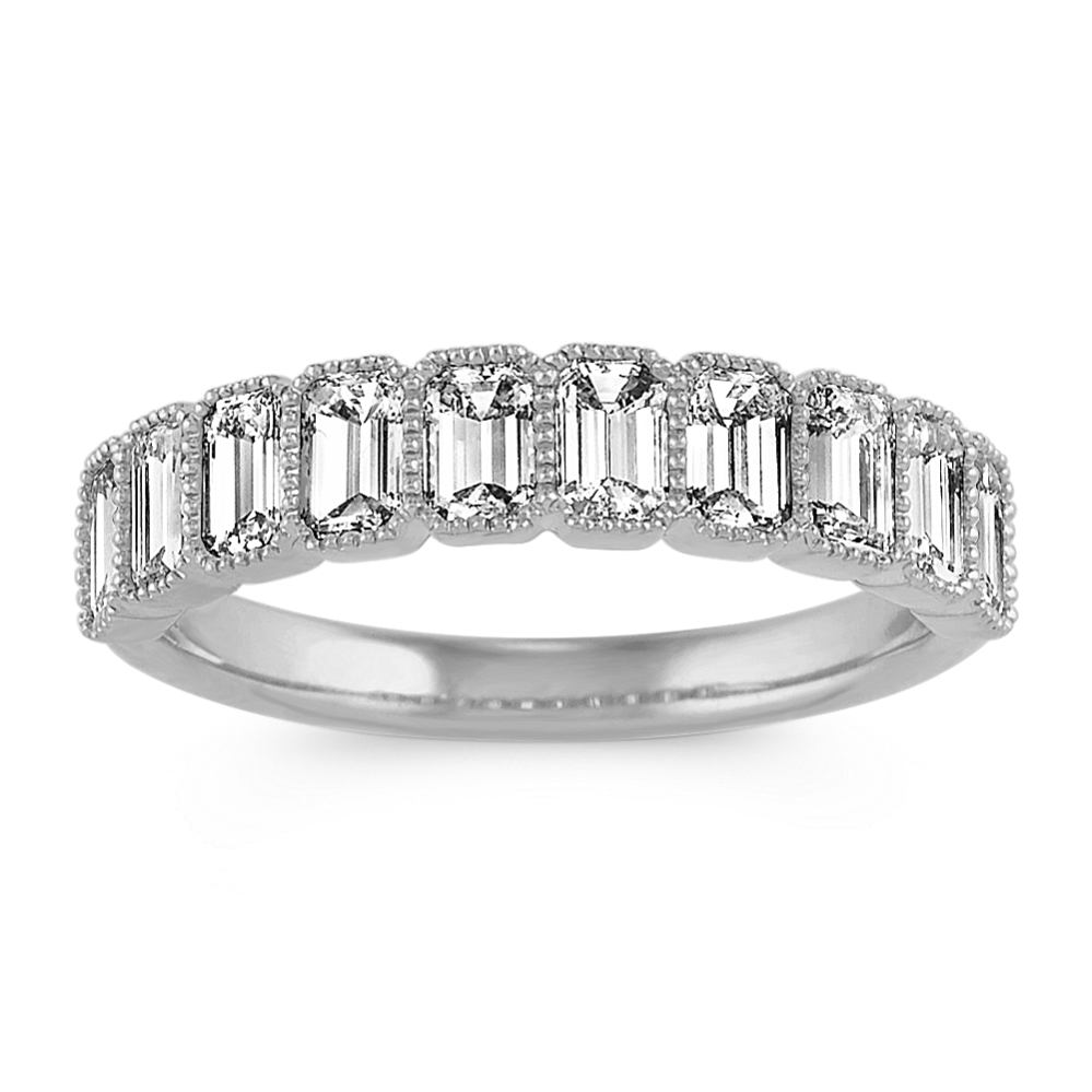 Vintage Emerald Cut Diamond Ring in 14k White Gold