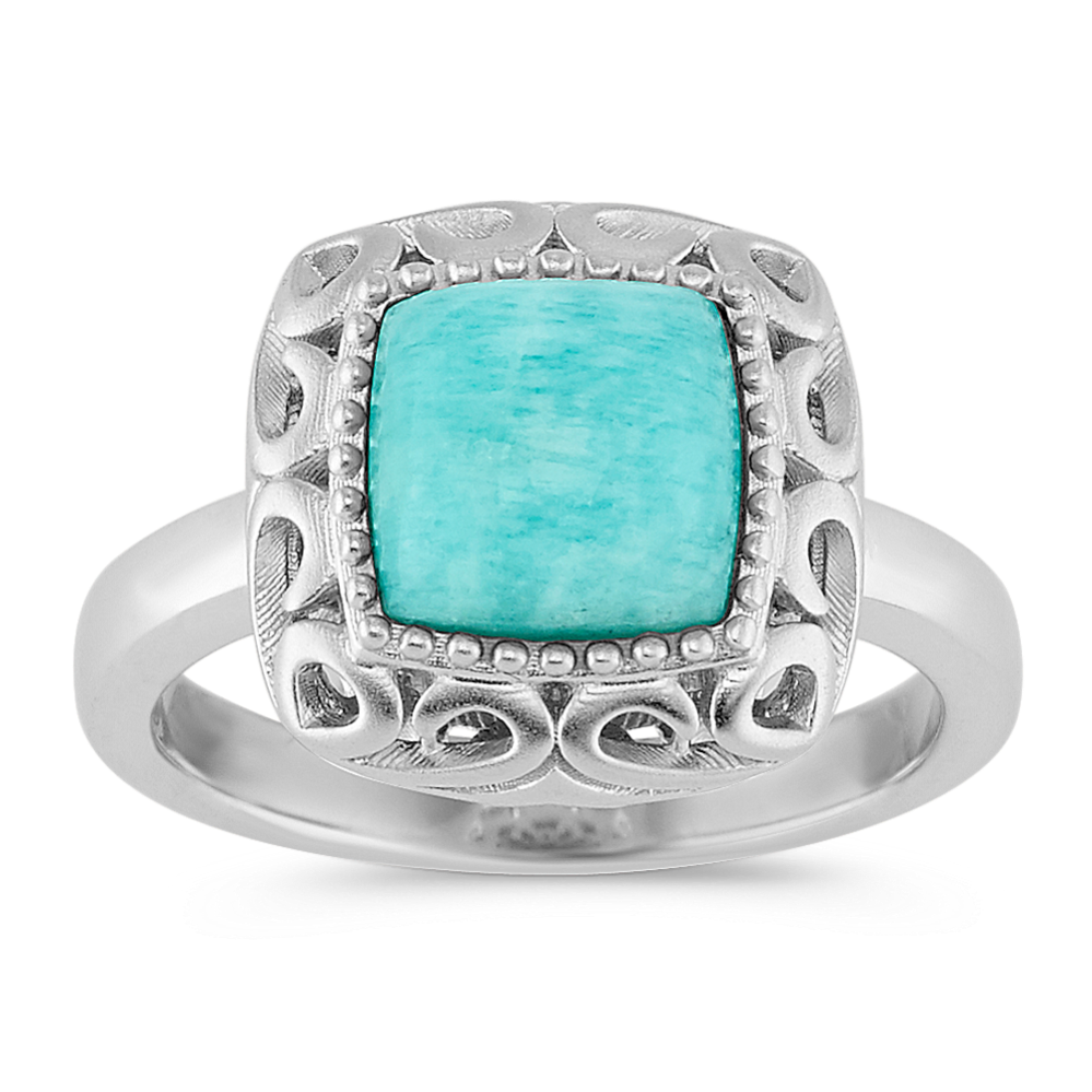 Vintage Green Amazonite Ring in Sterling Silver Shane Co